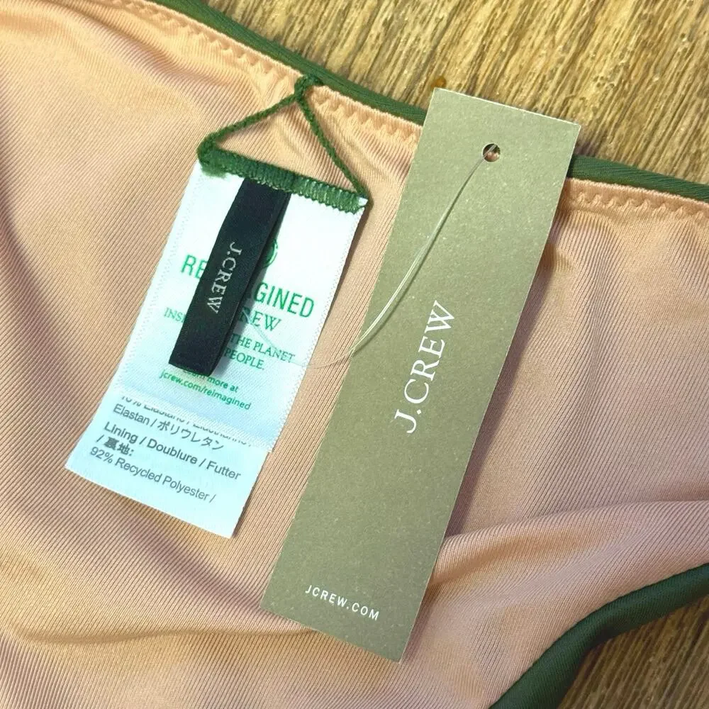 J. Crew Green Curved Waist Cheeky Bikini Bottom Size XS